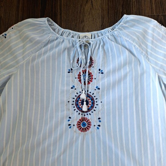 💙 St. John's Embroidered Lightweight Cotton Blouse Size XL Loose Fit Boho Cotta - Picture 3 of 8